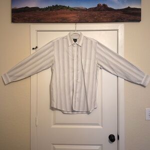 Jos. A. Bank Traveler’s Collection Dress Shirt Large Tailored Fit Striped Cotton